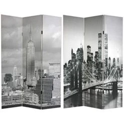 Oriental Furniture 6 Ft. Tall Double Sided New York Scenes Room Divider