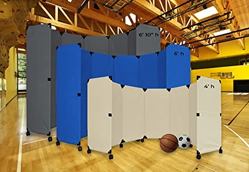 Versare MP10H Portable Folding Economical Partition | 5 Panels | Adjustable Widths | Freestanding Room Divider On Wheels | Beige 10' Wide X 6'10'' Tall 4 Versare MP10H Portable Folding Economical Partition | 5 Panels | Adjustable Widths | Freestanding Room Divider On Wheels | Beige 10' Wide X 6'10'' Tall - Image 4