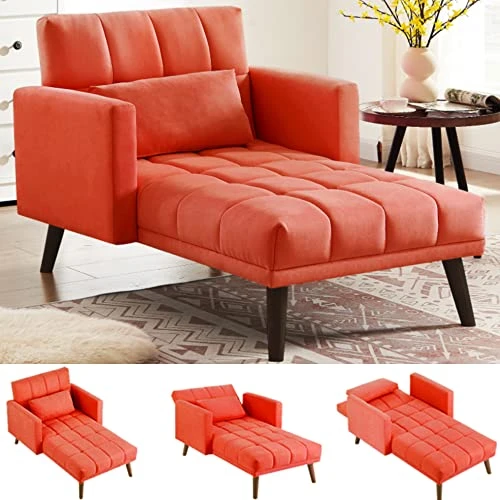 Lamerge Sleeper Sofa Chair Bed, 3-in-1 Convertible Chair Bed With Pillow,Adjustable Backrest Chaise Lounge Sleeper Couch Bed,Velvet Sofa Bed Reclining Chair For Apartment,Solid Wood Legs,Red 1 Lamerge Sleeper Sofa Chair Bed, 3-in-1 Convertible Chair Bed With Pillow,Adjustable Backrest Chaise Lounge Sleeper Couch Bed,Velvet Sofa Bed Reclining Chair For Apartment,Solid Wood Legs,Red