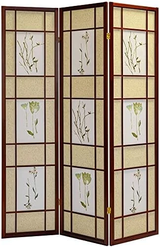 3 Panel Room Divider Privacy Screen Botanical Floral Accented Black 71” Tall 12 3 Panel Room Divider Privacy Screen Botanical Floral Accented Black 71” Tall - Image 12