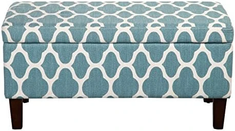 HomePop Large Upholstered Rectangular Storage Ottoman Bench With Hinged Lid, Slate Damask 4 HomePop Large Upholstered Rectangular Storage Ottoman Bench With Hinged Lid, Slate Damask - Image 4