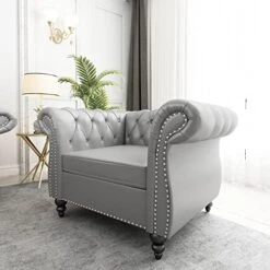 QHITTY Accent Large Sofa, Chesterfield Couch 3 Seater Modern Leather Couch Upholstered Sofa With Tufted Back For Living Room Furniture (Grey) 25 QHITTY Accent Large Sofa, Chesterfield Couch 3 Seater Modern Leather Couch Upholstered Sofa With Tufted Back For Living Room Furniture (Grey) -Best Furniture Store 51A3PxjHiPL. AC