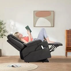 KIGOTY Power PU Electric Massage Chair Recliner for Elderly, with Heating；Lazy Boy Recliner With USB Port And Cup Holder (Gray) -Best Furniture Store 51A3XnvvnpL