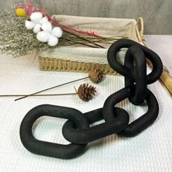 Hanlin Wood Chain Link Decor - Hand Carved Boho Decorative Chain, Farmhouse Decor, Sustainable Pine, Coffee Table Shelf For Home Living Room (White) -Best Furniture Store 51A4zFKaf L. AC