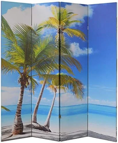 4-Panel Canvas Room Screen Divider Double Sided Digital Print Virgin Islands Beach Design 2 4-Panel Canvas Room Screen Divider Double Sided Digital Print Virgin Islands Beach Design - Image 2
