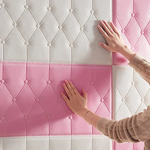 LXBAMKEA Kid's Anti-Collision Wall Stickers, Self-Adhesive Soft Bag 3D Wall Panels, Nursery Playroom Children's Bedroom 3D Wall Cushion, Background Waterproof Wall Pad (Color : Off White, Size : 10P 2 LXBAMKEA Kid's Anti-Collision Wall Stickers, Self-Adhesive Soft Bag 3D Wall Panels, Nursery Playroom Children's Bedroom 3D Wall Cushion, Background Waterproof Wall Pad (Color : Off White, Size : 10P - Image 2