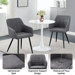 CLIPOP Upholstered Modern Dining Chair Set Of 4, Faux Leather Kitchen Armchair With Padded Seat, Armrest, Heavy Duty Metal Leg, Leisure Side Chair For Living Room Lounge Cafe, Light Grey 12 CLIPOP Upholstered Modern Dining Chair Set Of 4, Faux Leather Kitchen Armchair With Padded Seat, Armrest, Heavy Duty Metal Leg, Leisure Side Chair For Living Room Lounge Cafe, Light Grey -Best Furniture Store 51B0JyaV2qL