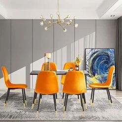 Ufurpie 5-Piece Dining Table Set, 47'' Rectangle Kitchen Table And 4 Green Velvet Chairs, Solid Metal Gold Legs, Perfect For Kitchen, Breakfast, Dining Room Set For 4 -Best Furniture Store 51B3fkqCM3L. AC