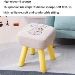 WYKD Fabric Footstool, Seat Upholstered Changing Stool, With Non-Slip Wooden Legs (Color : Black) -Best Furniture Store 51BC2lk7f2L