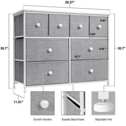 Fabric Dresser For Bedroom - Chest Of 8 Drawers, Storage Tower, Clothing Organizer, For Closet, For Living Room, Steel Frame, Fabric Bins - Knob Handle (White) -Best Furniture Store 51BClQAtYLL