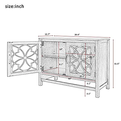 P PURLOVE Accent Storage Cabinet With Adjustable Shelf, French Style Wood Sideboard And Buffet Cabinet Table With Storage For/Kitchen/Dining Room/Living Room/Entryway 2 P PURLOVE Accent Storage Cabinet With Adjustable Shelf, French Style Wood Sideboard And Buffet Cabinet Table With Storage For/Kitchen/Dining Room/Living Room/Entryway - Image 2