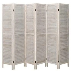 Room Divider 6 Panel, Wooden Room Divider Wall, 6 Panel Folding Privacy Screens, Freestanding Room Partition For Office Kitchen Bedroom Balcony (White)