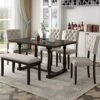 Mojay 6-Piece Rectangular Espresso Wood Dining Table Set With 4 Upholstered Chairs And Bench For Kitchen And Dining Room