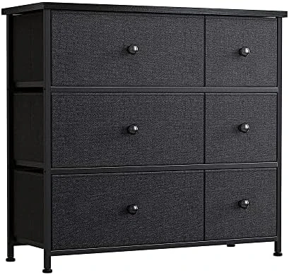 6 Drawer Dresser For Bedroom Chest Of Drawers Closets Storage Units Organizer Tower Steel Frame Wooden Top Living Room Entryway Office (Black Grey) YLZ6B4 11 6 Drawer Dresser For Bedroom Chest Of Drawers Closets Storage Units Organizer Tower Steel Frame Wooden Top Living Room Entryway Office (Black Grey) YLZ6B4 - Image 11