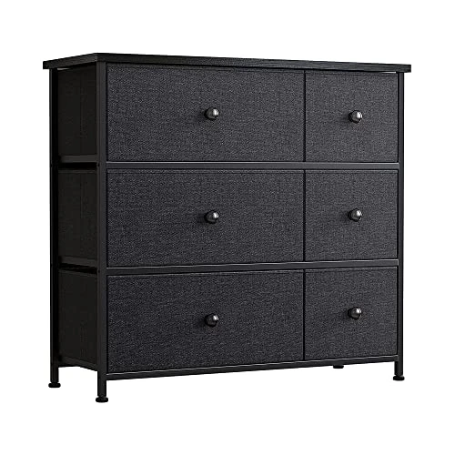 6 Drawer Dresser For Bedroom Chest Of Drawers Closets Storage Units Organizer Tower Steel Frame Wooden Top Living Room Entryway Office (Black Grey) YLZ6B4 1 6 Drawer Dresser For Bedroom Chest Of Drawers Closets Storage Units Organizer Tower Steel Frame Wooden Top Living Room Entryway Office (Black Grey) YLZ6B4