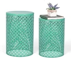 Joveco Metal Accent Tables Set Of 2, Nesting Side Table Modern Round End Table Set, Decorative Coffee Tables Nightstands Stools For Living Room Bedroom Balcony Lounge Office (Black & Bronze) -Best Furniture Store 51BTI57YE L. AC