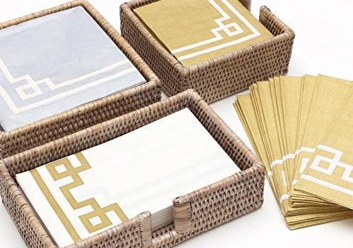 Caspari Rattan Wine Bottle Coaster In White Natural 3 Caspari Rattan Wine Bottle Coaster In White Natural - Image 3