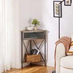 VECELO Cabinet/Table, 3-Tier Display Shelves With Protection Door, Metal Frame Storage Shelf Organizer For Small Space, Living Room, Kitchen, Bathroom, Set Of 2, Grey+Black 17 VECELO Cabinet/Table, 3-Tier Display Shelves With Protection Door, Metal Frame Storage Shelf Organizer For Small Space, Living Room, Kitchen, Bathroom, Set Of 2, Grey+Black -Best Furniture Store 51BwxaQIg2L