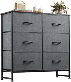 Fabric Dresser For Bedroom, 6 Drawer Double Dresser, Storage Tower With Fabric Bins, Chest Of Drawers For Closet, Living Room, Hallway, Nursery, Dark Grey -Best Furniture Store 51C3bMqs2eL. AC