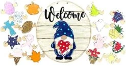 MatureGirl Seasonal Welcome Sign With Interchangeable Front Door Porch Pendant Ornament Balls On A (As Shown, One Size) 11 MatureGirl Seasonal Welcome Sign With Interchangeable Front Door Porch Pendant Ornament Balls On A (As Shown, One Size) -Best Furniture Store 51C4 AVs2jS. AC