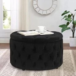 Homebeez Round Velvet Storage Ottoman, Button Tufted Footrest Stool Coffee Table For Living Room (Grey) 19 Homebeez Round Velvet Storage Ottoman, Button Tufted Footrest Stool Coffee Table For Living Room (Grey) -Best Furniture Store 51C6JF21gmL. AC