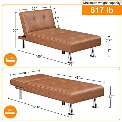 Yaheetech Faux Leather Sectional Sofa Couch Sectional Living Room Furniture Set Convertible Futon Sofa Beds With Chaise Lounge, Brown 3 Yaheetech Faux Leather Sectional Sofa Couch Sectional Living Room Furniture Set Convertible Futon Sofa Beds With Chaise Lounge, Brown - Image 3