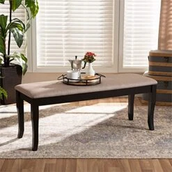 BOWERY HILL Transitional Sand Fabric And Dark Brown Finished Wood Dining Bench 6 BOWERY HILL Transitional Sand Fabric And Dark Brown Finished Wood Dining Bench -Best Furniture Store 51CQOi9RuoL