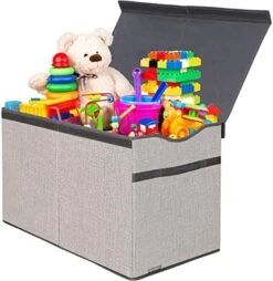 VICTORICH Toy Box Chest, Collapsible Sturdy Storage Bins With Lids, Extra Large Kids Toy Storage Organizer Boxes Bins Baskets For Kids, Boys, Girls, Nursery Room, Playroom (V-Red) -Best Furniture Store 51Colz1przL. AC