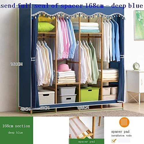 N/A Large Space Simple Wardrobe Steel Pipe Thickened Fabric Solid Double Bedroom Assembled Storage Clothes Cabinet 2 N/A Large Space Simple Wardrobe Steel Pipe Thickened Fabric Solid Double Bedroom Assembled Storage Clothes Cabinet - Image 2