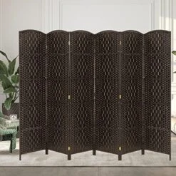 Spurgehom 4 Panel Room Divider Folding Wall Divider 6Ft Privacy Screen Indoor Portable Woven Partitions And Dividers Freestanding, Diamond Double-Weaved For Home, No Installation Required (Black) -Best Furniture Store 51CvDc9kY8L. AC