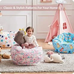 Nobildonna Stuffed Animal Storage Bean Bag Chair Cover Only For Kids Girls Toddler, Large Beanbag Chair Without Filling For Organizing Children Soft Plush Toys -Best Furniture Store 51CxXaDtxML