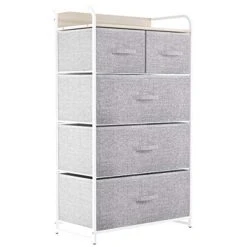 Fabric Dresser With 7 Drawers- Furniture Storage Tower, Chest Of Drawer, Organizer Unit, Living Room & Closets & Fabric Dresser With 5 Drawers - Storage Tower Light Grey -Best Furniture Store 51DN2hXui0L