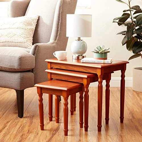 Frenchi Home Furnishing Nesting Table, 3-Piece, Oak 5 Frenchi Home Furnishing Nesting Table, 3-Piece, Oak - Image 5