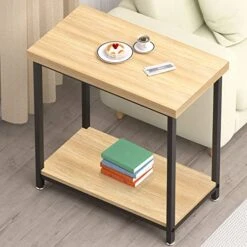 WOODYNLUX End Table - 2-Tier Narrow Side Table With Open Storage, Slim Nightstand For Bedroom, Living Room, Couch, Hallway, Spacious And Skinny, Modern Console Table With Sturdy Metal Frame -Best Furniture Store 51DeuIetzXL