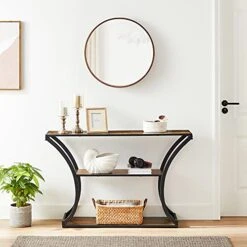 VASAGLE Console Table With Curved Frames And 2 Open Shelves, For Hallway Entryway Living Room, Rustic Brown + Black, 11.8 X 47.2 X 31.5 Inches 5 VASAGLE Console Table With Curved Frames And 2 Open Shelves, For Hallway Entryway Living Room, Rustic Brown + Black, 11.8 X 47.2 X 31.5 Inches -Best Furniture Store 51DkZDC6AnS