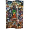 Oriental Furniture 6 Ft. Tall Footprints Of Enlightenment Double Sided Canvas Room Divider