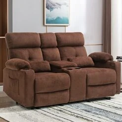 Consofa Loveseat Recliner, Reclining Loveseat With Console, Power Reclining Loveseat, Electric Reclining Loveseat With Heat And Massage, Cup Holders, Lumbar Supports,Side Pockets, Plush Fabric -Best Furniture Store 51E0AFzUr8L. AC
