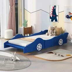 NCKMYB Twin Size Race Car Bed Kid Platform Bed Wooden Floor Bed Car Shaped Toddler Bed Frame For Boy Girl Junior,Red 18 NCKMYB Twin Size Race Car Bed Kid Platform Bed Wooden Floor Bed Car Shaped Toddler Bed Frame For Boy Girl Junior,Red -Best Furniture Store 51E8w 9OqSL. AC
