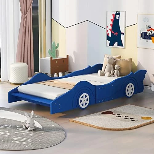 NCKMYB Twin Size Race Car Bed Kid Platform Bed Wooden Floor Bed Car Shaped Toddler Bed Frame For Boy Girl Junior,Red 7 NCKMYB Twin Size Race Car Bed Kid Platform Bed Wooden Floor Bed Car Shaped Toddler Bed Frame For Boy Girl Junior,Red - Image 7