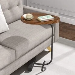Tribesigns C Side Table, Minimalist Narrow End Table For Sofa Couch, Small C-Shaped Table Nightstand Snack Table TV Tray For Living Room, Walnut & Black 9 Tribesigns C Side Table, Minimalist Narrow End Table For Sofa Couch, Small C-Shaped Table Nightstand Snack Table TV Tray For Living Room, Walnut & Black -Best Furniture Store 51EEoU00DWL