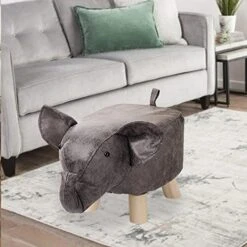 Gazechimp Animal Footstool, Foot Rest With Wooden Legs, Cute Storage Multifunctional Cartoon Sofa Tea Stool, Kids Stool For Bedroom Playroom Guest Rooms, Gray -Best Furniture Store 51EL2jIgiOL