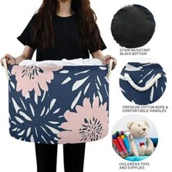 ALAZA Round Storage Basket Bin Abstract Pink Flowers Collapsible Waterproof Laundry Hamper Baby Nursery Basket Organizer With Handles For Bedroom Closet Toys Gifts 9 ALAZA Round Storage Basket Bin Abstract Pink Flowers Collapsible Waterproof Laundry Hamper Baby Nursery Basket Organizer With Handles For Bedroom Closet Toys Gifts -Best Furniture Store 51ETsVr5OQL