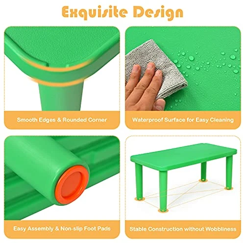 GENERIC BETTARY Kids Table And 4 Chair Set, Educational Learn Set W/Rectangular Table & Stackable Colorful Chairs, Durable Plastic Learn And Play Set For Playroom Daycare, Kindergarten 4 GENERIC BETTARY Kids Table And 4 Chair Set, Educational Learn Set W/Rectangular Table & Stackable Colorful Chairs, Durable Plastic Learn And Play Set For Playroom Daycare, Kindergarten - Image 4