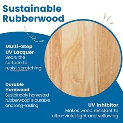 ECR4Kids 30in D Hardwood Table And Chairs, 12in Seat Height, Kids Furniture, Natural -Best Furniture Store 51Ev0E5bjJL