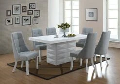 Kings Brand Furniture Milan 7 Piece White Modern Rectangle Dinette Dining Room Table & 6 Grey Vinyl Chairs, 70.9" W X 39.4" D X 30.5" H 9 Kings Brand Furniture Milan 7 Piece White Modern Rectangle Dinette Dining Room Table & 6 Grey Vinyl Chairs, 70.9" W X 39.4" D X 30.5" H -Best Furniture Store 51F4bTtDWuL. AC
