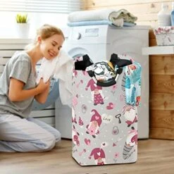 Valentine's Day Gnomes Gray Laundry Basket Collapsible Large Clothes Hamper Nursery Storage Bin With Handle For Kids Room Bedroom Dorm Bathroom -Best Furniture Store 51F7fRuILrL