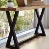 Signature Design By Ashley Wesling Urban Rectangular Sofa Table With Mango Wood Top, Light Brown & Black
