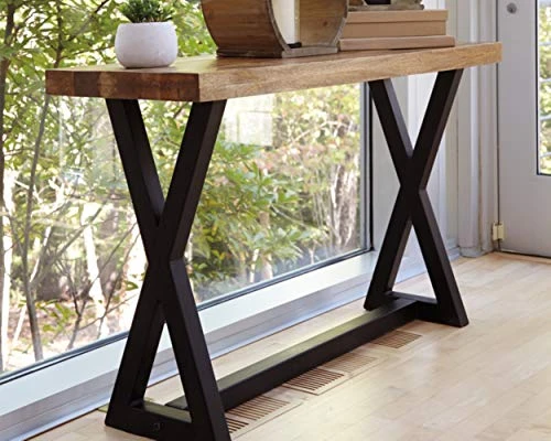 Signature Design By Ashley Wesling Urban Rectangular Sofa Table With Mango Wood Top, Light Brown & Black 1 Signature Design By Ashley Wesling Urban Rectangular Sofa Table With Mango Wood Top, Light Brown & Black