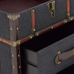 Deco 79 Linen Rectangle Accent Table With Buckle Hinged Top, 18" X 18" X 22", Blue -Best Furniture Store 51FUivumnxS