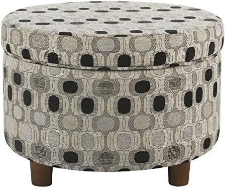 Homepop Home Decor | Upholstered Round Storage Ottoman | Ottoman With Storage For Living Room & Bedroom (Black Geo) 8 Homepop Home Decor | Upholstered Round Storage Ottoman | Ottoman With Storage For Living Room & Bedroom (Black Geo) - Image 8